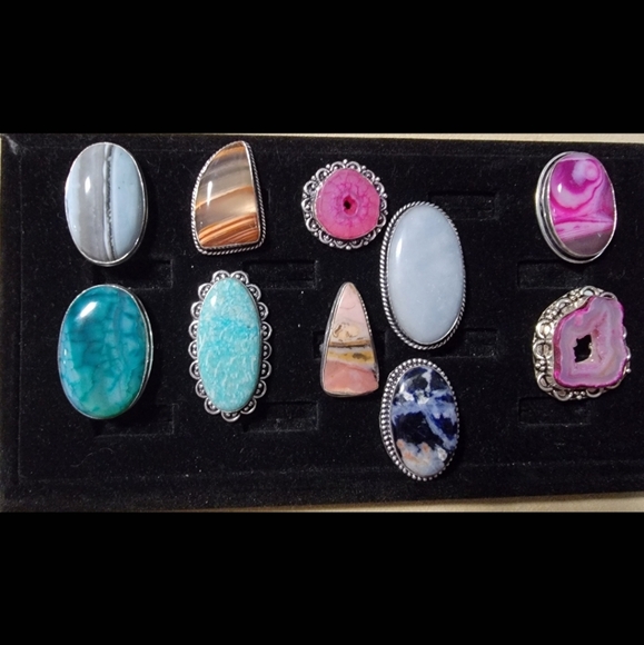 Handmade 925 Sterling Silver Heart Shape Turquoise Gemstone  Ring Size 10 - Picture 7 of 11